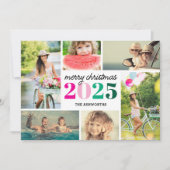 Mod Merry Christmas 6 Photo Collage Holiday Card Feestdagenkaart (Voorkant)