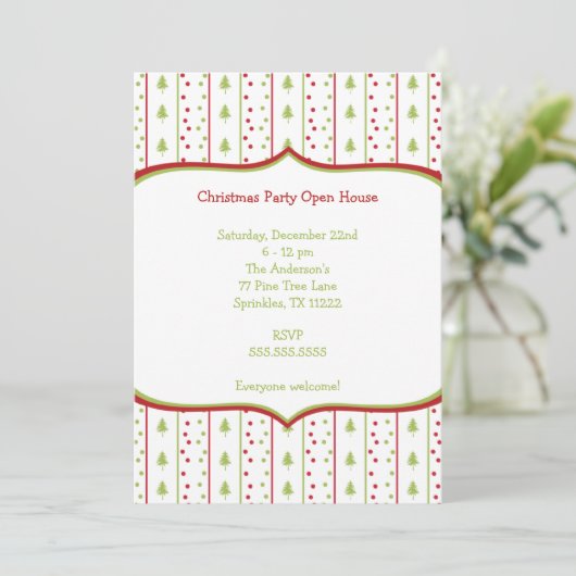 Mod met kerstfeest Uitnodiging met bomen (Staand voorkant)