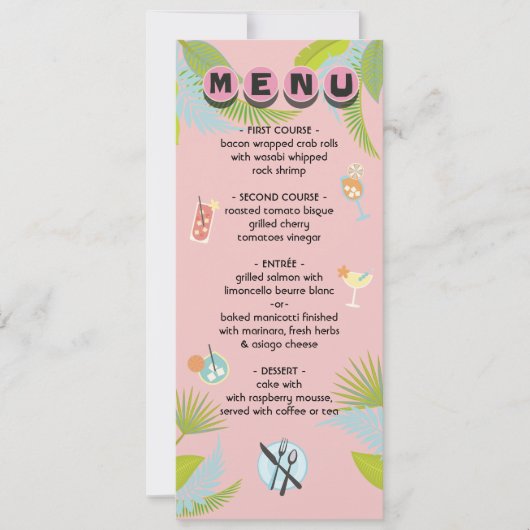 Mod Mid-Century Palms Menu Kaart (Voorkant)