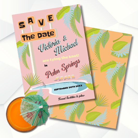 Mod Mid-Century Save the Date Retro-teken Kaart