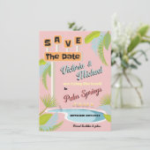Mod Mid-Century Save the Date Retro-teken Kaart (Staand voorkant)