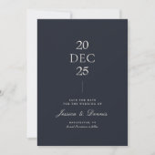 Mod Minimal Elegant Script Dark Navy Save the Date Kaart (Voorkant)