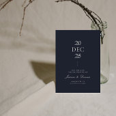 Mod Minimal Elegant Script Dark Navy Save the Date Kaart