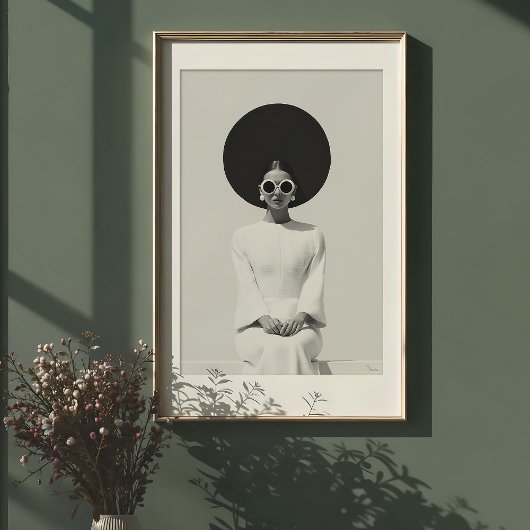 Mod Minimalism: Opvallende B&W Mode Portret Poster