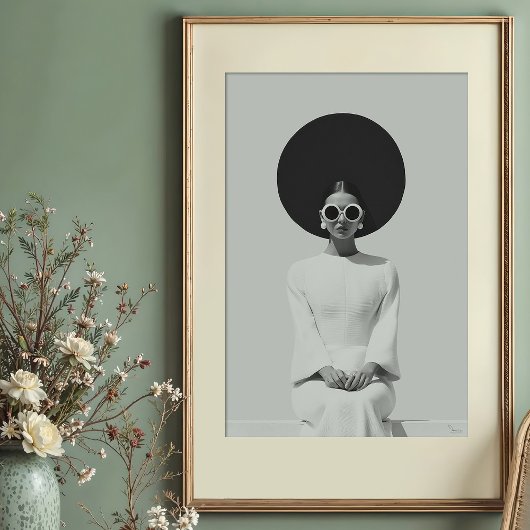 Mod-minimalisme: Strakke B&W modeportret Poster