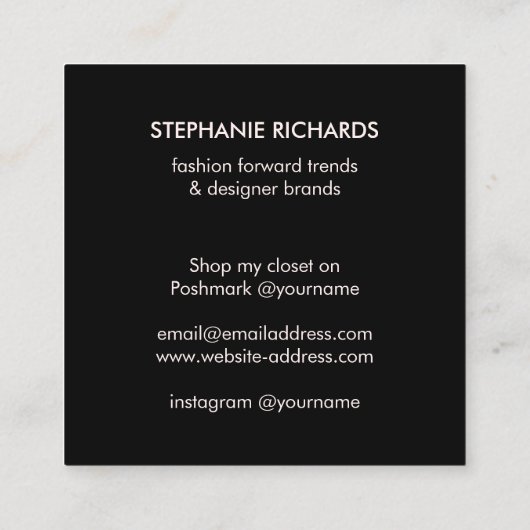 Mod Mode Meisje Boutique, Poshmark Verkoper Roze Vierkante Visitekaartje (Achterkant)