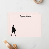 Mod Mode Meisje Boutique Roze Flat Notecard Notitiekaartje (Voorkant / Achterkant in situ)