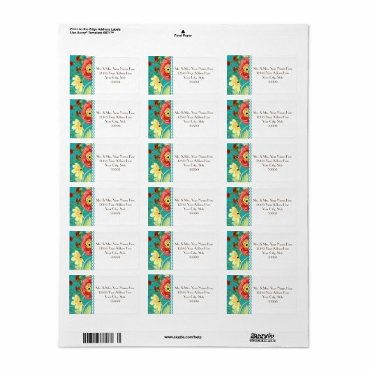 Mod Modern Floral Ranunculus Leaf Roos Bracket Etiket (Full Sheet)