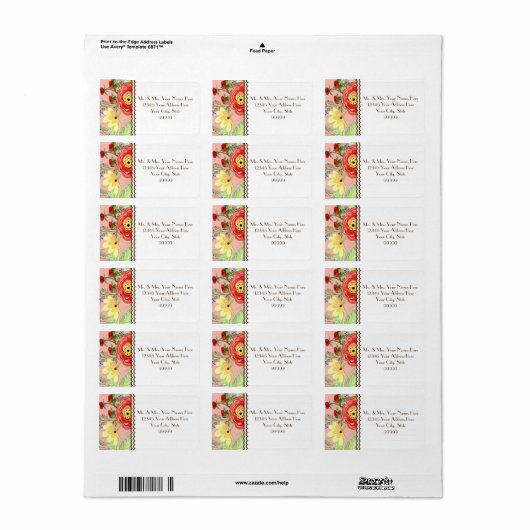 Mod Modern Floral Ranunculus Leaf Roos Bracket Etiket (Full Sheet)