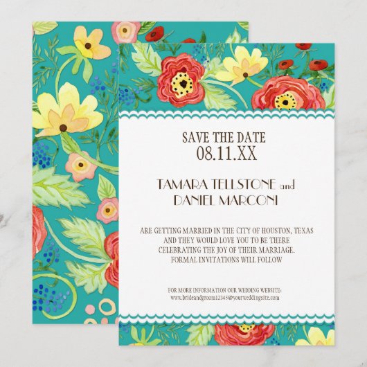 Mod Modern Floral Ranunculus Leaf Roos Bracket Kaart (Voorkant / Achterkant)