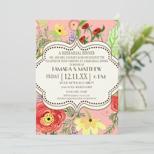 Mod Modern Floral Ranunculus Leaf Roos Bracket Kaart (Staand voorkant)