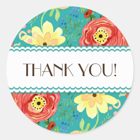 Mod Modern Floral Ranunculus Leaf Roos Bracket Ronde Sticker (Voorkant)