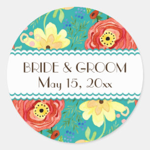 Mod Modern Floral Ranunculus Leaf Roos Bracket Ronde Sticker