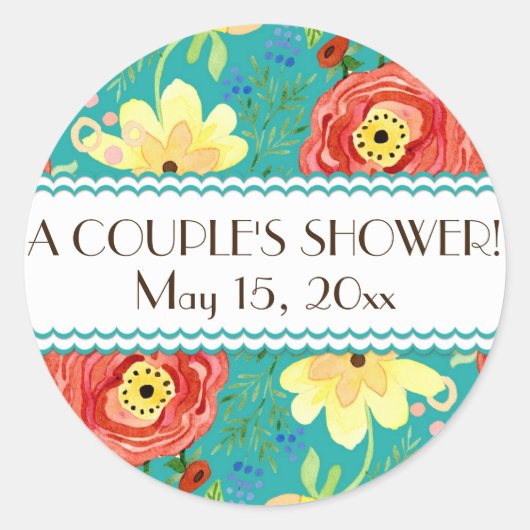 Mod Modern Floral Ranunculus Leaf Roos Bracket Ronde Sticker (Voorkant)