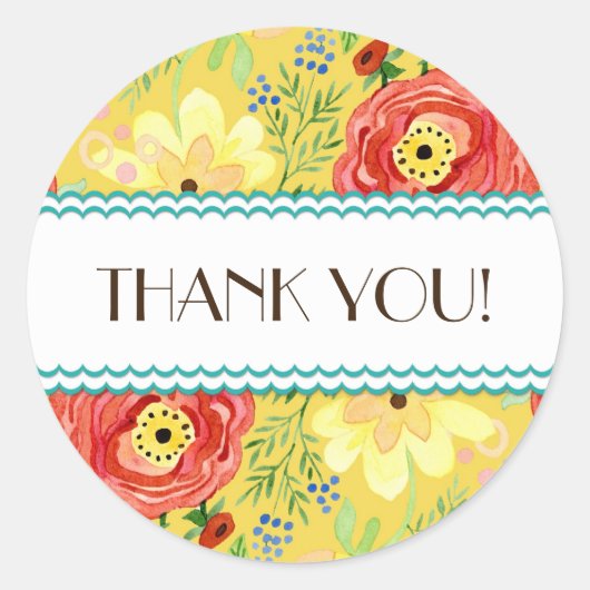 Mod Modern Floral Ranunculus Leaf Roos Bracket Ronde Sticker (Voorkant)