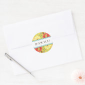 Mod Modern Floral Ranunculus Leaf Roos Bracket Ronde Sticker (Envelop)