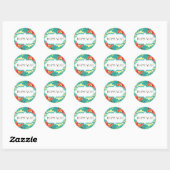 Mod Modern Floral Ranunculus Leaf Roos Bracket Ronde Sticker (Vel)