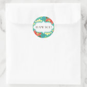 Mod Modern Floral Ranunculus Leaf Roos Bracket Ronde Sticker (Tas)