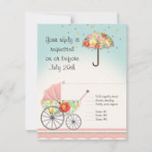 Mod Modern Floral Ranunculus Umbrella Baby shower Kaart (Achterkant)