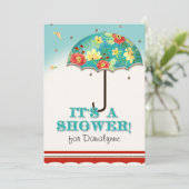 Mod Modern Floral Ranunculus Umbrella Baby shower Kaart (Staand voorkant)