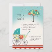 Mod Modern Floral Ranunculus Umbrella Baby shower Kaart (Achterkant)