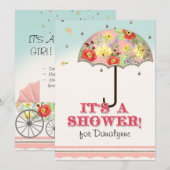 Mod Modern Floral Ranunculus Umbrella Baby shower Kaart (Voorkant / Achterkant)