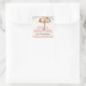 Mod Modern Floral Ranunculus Umbrella Baby shower Vierkante Sticker (Tas)
