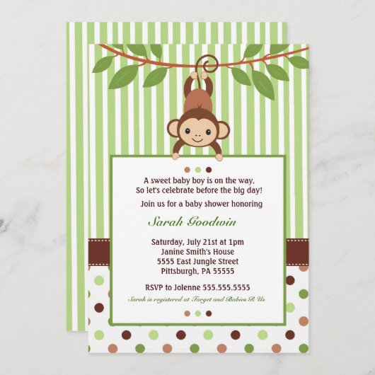 Mod Monkey Baby shower-uitnodiging Kaart (Voorkant / Achterkant)