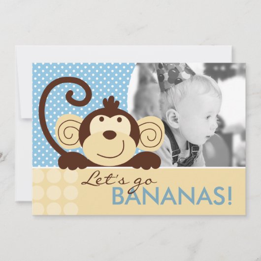 Mod Monkey Birthday Invitation A7-A Kaart (Voorkant)