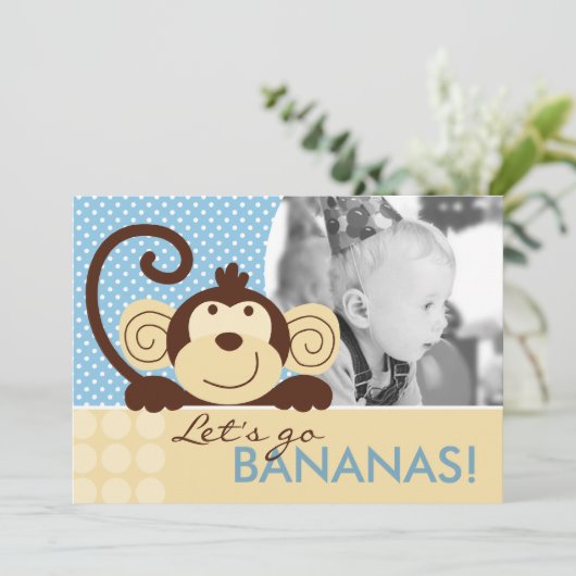 Mod Monkey Birthday Invitation A7-A Kaart (Staand voorkant)