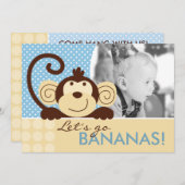 Mod Monkey Birthday Invitation A7-A Kaart (Voorkant / Achterkant)