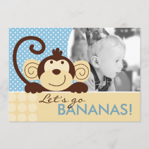 Mod Monkey Birthday Invitation A7-A Kaart