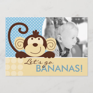 Mod Monkey Birthday Invitation A7-A Kaart