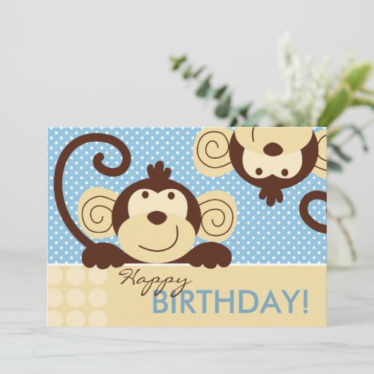 Mod Monkey Birthday Kaart (Staand voorkant)