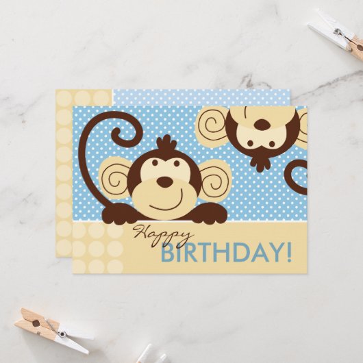 Mod Monkey Birthday Kaart (Voorkant / Achterkant in situ)