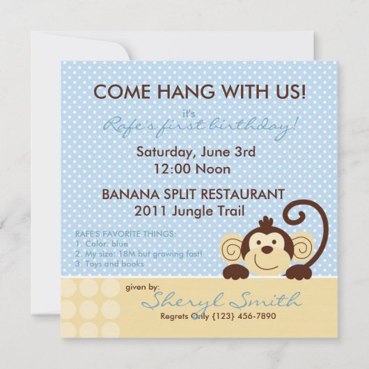 Mod Monkey Birthday Kaart (Achterkant)