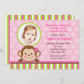 Mod Monkey Birthday Party Invitation Kaart (Voorkant / Achterkant)