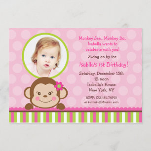Mod Monkey Birthday Party Invitation Kaart