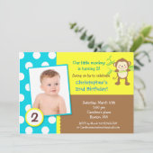 Mod Monkey Birthday Party Invitation Kaart (Staand voorkant)