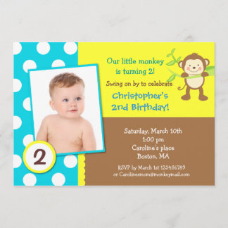 Mod Monkey Birthday Party Invitation Kaart