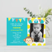 Mod Monkey Boy Foto Birthday Invitations Kaart (Staand voorkant)