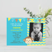 Mod Monkey Boy Foto Birthday Invitations Kaart (Staand voorkant)