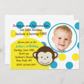 Mod Monkey Boy Foto Birthday Party Invitations Kaart (Voorkant / Achterkant)