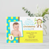 Mod Monkey Foto Birthday Party Invitation Kaart (Staand voorkant)
