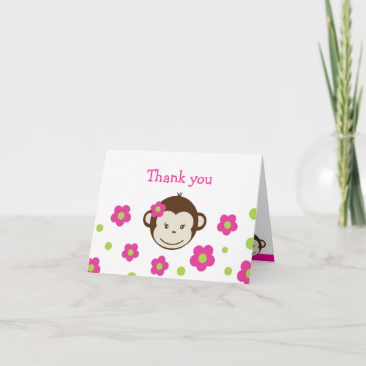 Mod Monkey Girl Folded Thank you note cards Bedankkaart (Voorkant)