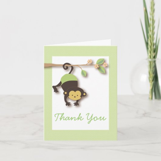 Mod Monkey Neutral Baby Green Thank You Card Bedankkaart (Voorkant)