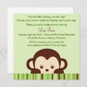 Mod Monkey Oerwoud Baby Shower-uitnodigingen Kaart (Voorkant / Achterkant)