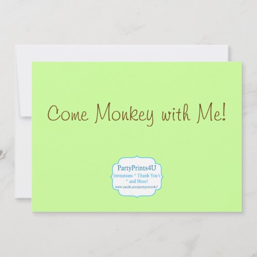 Mod Monkey Pink en Green Birthday Party nodigt uit Kaart (Achterkant)