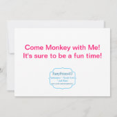 Mod Monkey Pink Polka Dots Birthday Party nodigt u Kaart (Achterkant)