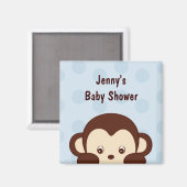 Mod Monkey Polka Dots Baby shower Favor Magneten (Voorkant / Achterkant)
